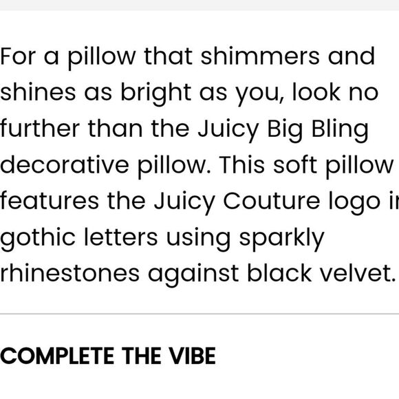 Juicy Couture Home Big Bling Pillow- Black - Picture 7 of 9